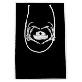 スケルトンハンドハートレイジーハロウィーンのおもしろい衣装N ミディアムペーパーバッグ (正面)