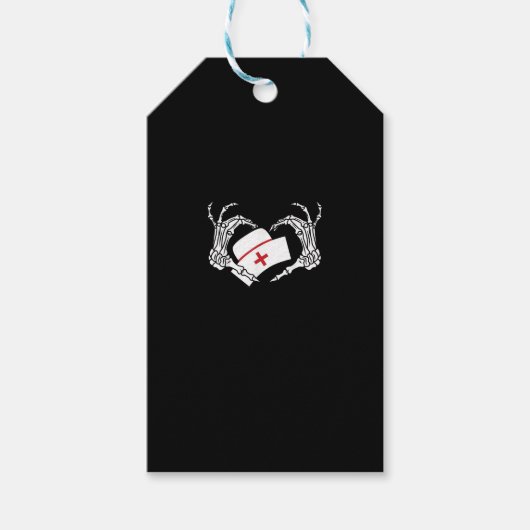 スケルトンハンドハートレイジーハロウィーンコスチュームぬる ギフトタグ (正面)