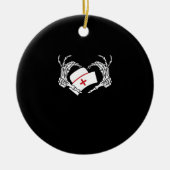 スケルトンハンドハートレイジーハロウィーンコスチュームぬる セラミックオーナメント (正面)