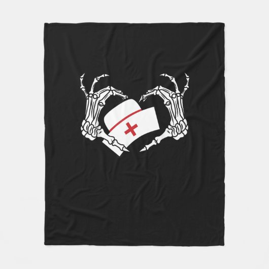 スケルトンハンドハートレイジーハロウィーンコスチュームぬる フリースブランケット (正面)