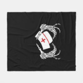 スケルトンハンドハートレイジーハロウィーンコスチュームぬる フリースブランケット (正面(横))