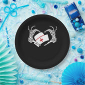 スケルトンハンドハートレイジーハロウィーンコスチュームぬる ペーパープレート (パーティー)