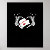 スケルトンハンドハートレイジーハロウィーンコスチュームぬる ポスター (正面)