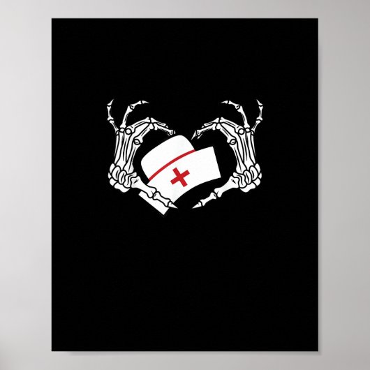 スケルトンハンドハートレイジーハロウィーンコスチュームぬる ポスター (正面)