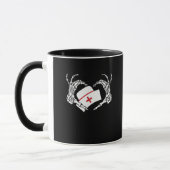 スケルトンハンドハートレイジーハロウィーンコスチュームぬる マグカップ (左)