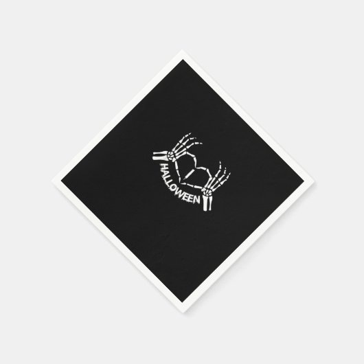 スケルトンハンドハートレイジーハロウィーンコスメおもしろいント スタンダードカクテルナプキン (角)