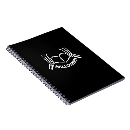 スケルトンハンドハートレイジーハロウィーンコスメおもしろいント ノートブック (右側)