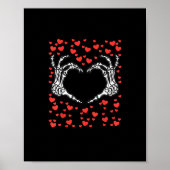 スケルトンハンドハートヴァレンティスデイおもしろいクラシック ポスター (正面)