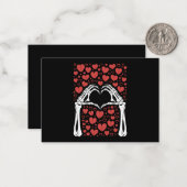 スケルトンハンドハートヴァレンティンズデイおもしろいラブ ノートカード (正面/裏面インサイチュ)