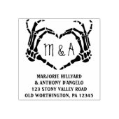 スケルトンハンドハート形状カスタム差出人住所 ラバースタンプ (インプリント)