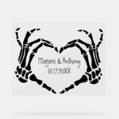 スケルトンハンドハート形状カスタム アクリルサイン (正面)