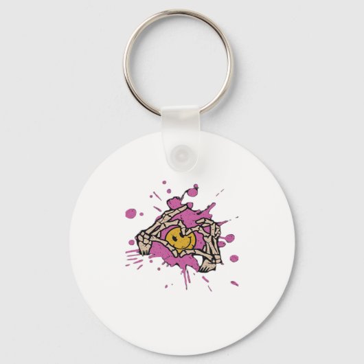 スケルトンハンドハート表示クラシック キーホルダー (正面)