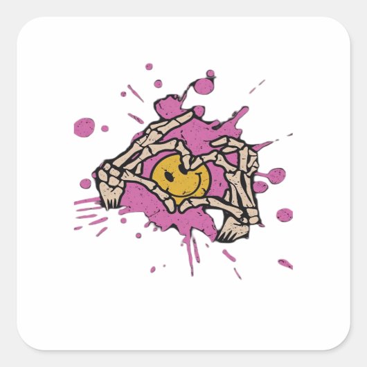 スケルトンハンドハート表示クラシック スクエアシール (正面)