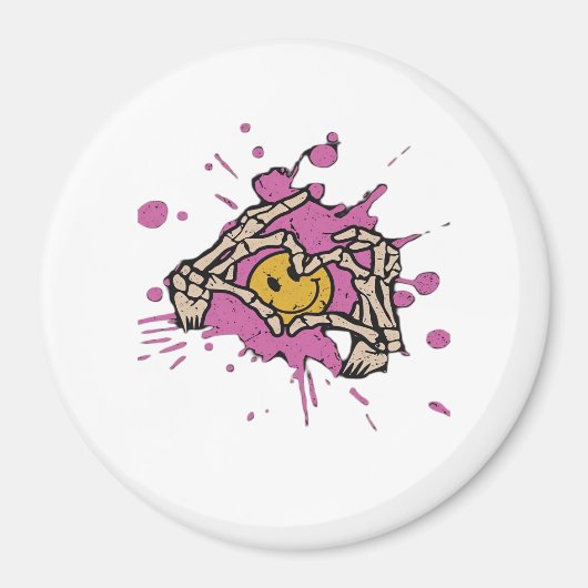 スケルトンハンドハート表示クラシック マグネット (正面)