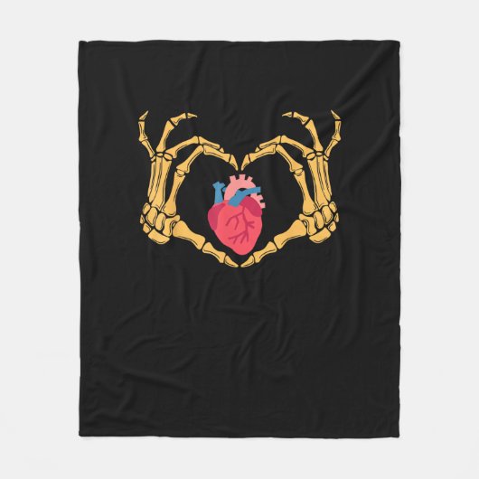 スケルトンハンドハート解剖学的心臓CvicuナースHa フリースブランケット (正面)