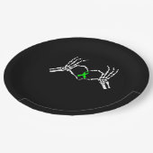 スケルトンハンドハート認識度リボン ペーパープレート (アングル)