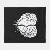 スケルトンハンドハート – ゴシックハート フリースブランケット (正面(横))