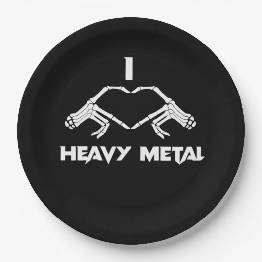 スケルトンハンドハート – 面白いハロウィーン ペーパープレート (正面)