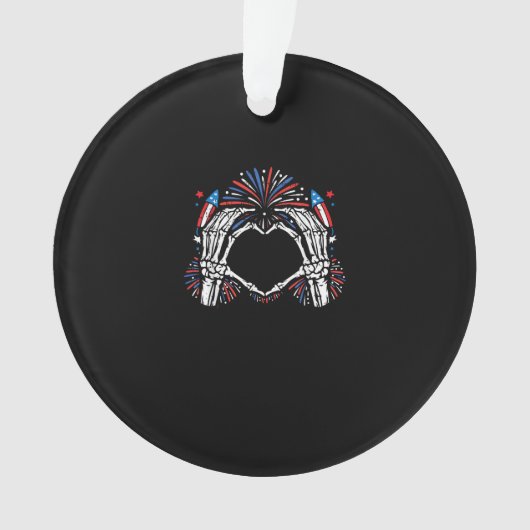 スケルトンハンドハートUSA愛国的アメリカ オーナメント (正面)