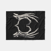 スケルトンハンドハートX線レトロ面白いハロウィーンCos フリースブランケット (正面(横))