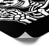 スケルトンハンドピースサインレトロハロウィンスケルトン ポスター (角)