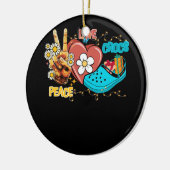 スケルトンハンドピースラブクロックスファミリークリスマスパジャマ セラミックオーナメント (左)