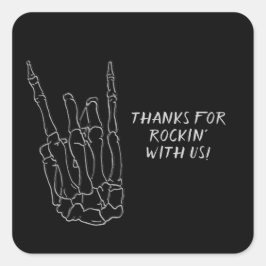 スケルトンハンドロックスターブラックバースデーパーティー スクエアシール