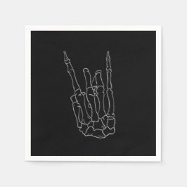 スケルトンハンドロックスターブラックバースデーパーティー スタンダードカクテルナプキン