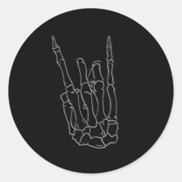 スケルトンハンドロックスターブラックバースデーパーティー ラウンドシール