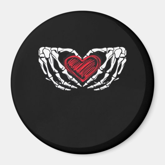 スケルトンハンド付きハート クラシック マグネット (正面)