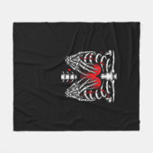 スケルトンハンド保持ハートハロウィーン衣装おもしろい フリースブランケット (正面(横))