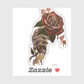 スケルトンハンド保持バラ シール (シート)