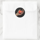 スケルトンハンド保持赤いハートシール ラウンドシール (バッグ)