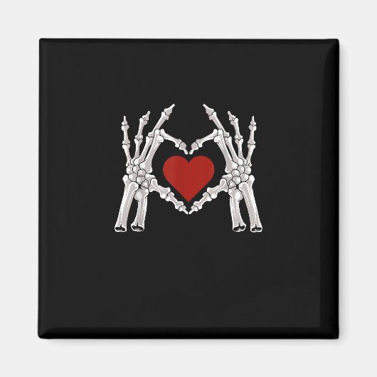 スケルトンハンド型枠Aハート付き赤いハート マグネット (正面)