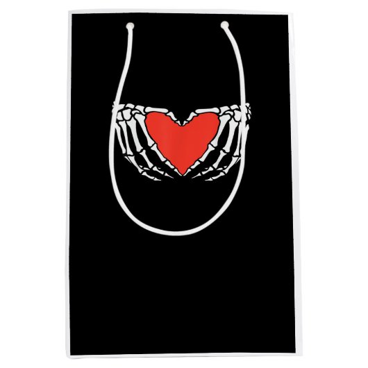 スケルトンハンド形成ハート – 不気味なゴシック様式のハロ ミディアムペーパーバッグ (正面)