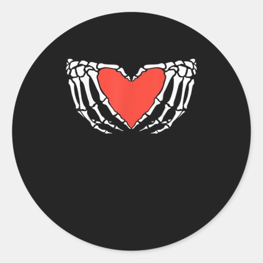 スケルトンハンド形成ハート – 不気味なゴシック様式のハロ ラウンドシール (正面)