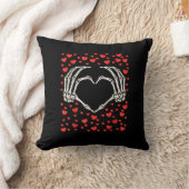スケルトンハンド赤いハート誕生日ヴァレンティンズデイ クッション (ブランケット)