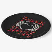 スケルトンハンド赤いハート誕生日ヴァレンティンズデイ ペーパープレート (アングル)