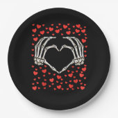 スケルトンハンド赤いハート誕生日ヴァレンティンズデイ ペーパープレート (正面)