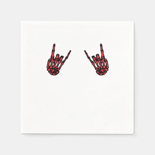 スケルトンハンド転がハート&レッドクラシック スタンダードカクテルナプキン (正面)