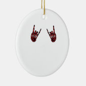 スケルトンハンド転がハート&レッドクラシック セラミックオーナメント (右)