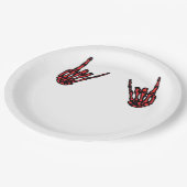 スケルトンハンド転がハート&レッドクラシック ペーパープレート (アングル)