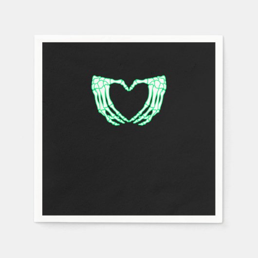 スケルトンハンド、ハート、X線ハロウィーンの衣装 スタンダードカクテルナプキン (正面)