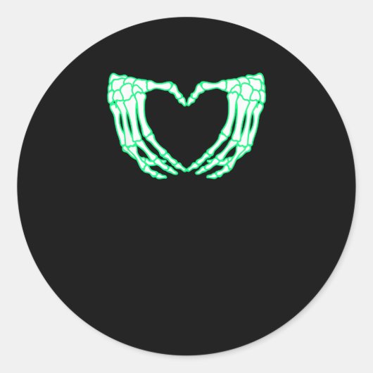 スケルトンハンド、ハート、X線ハロウィーンの衣装 ラウンドシール (正面)