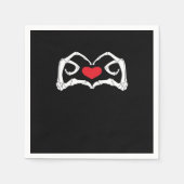 スケルトンハートと手おもしろい スタンダードカクテルナプキン (正面)