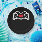 スケルトンハートと手おもしろい ペーパープレート (パーティー)