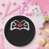 スケルトンハートと手おもしろい ペーパープレート (パーティー)