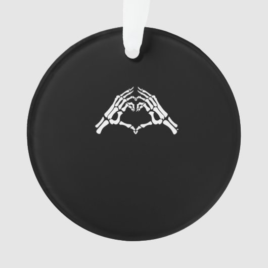 スケルトンハートと手のサイン オーナメント (正面)