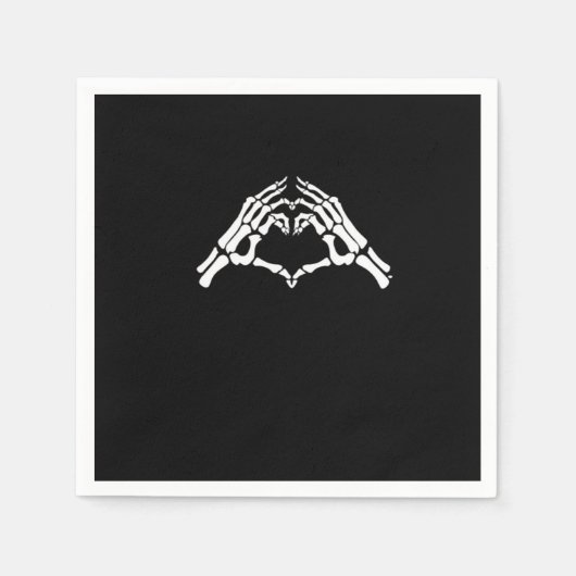 スケルトンハートと手のサイン スタンダードカクテルナプキン (正面)