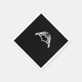 スケルトンハートと手のサイン スタンダードカクテルナプキン (角)